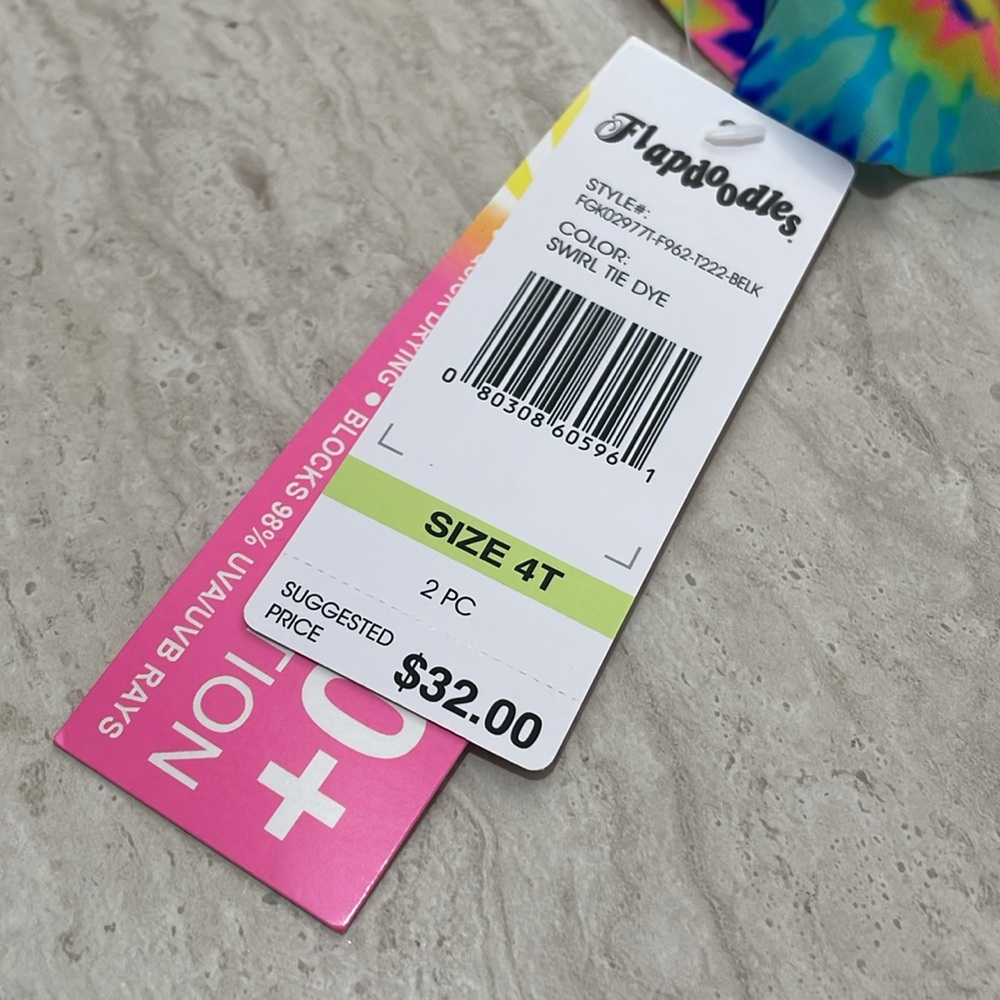 NWT FLAPDOODLES Little Girl Tie-Dye 2-Piece Bikini Swim Set *4T - Picture 5 of 6